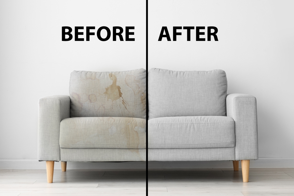 cleaning staining on light colour sofa