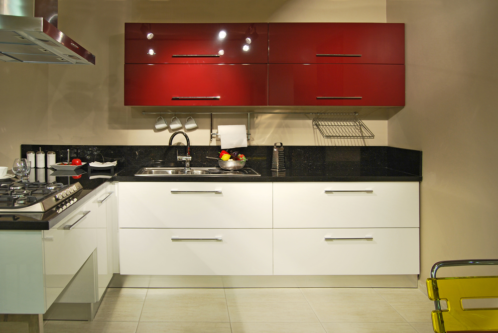 Glossy finish lacquered glass cabinets