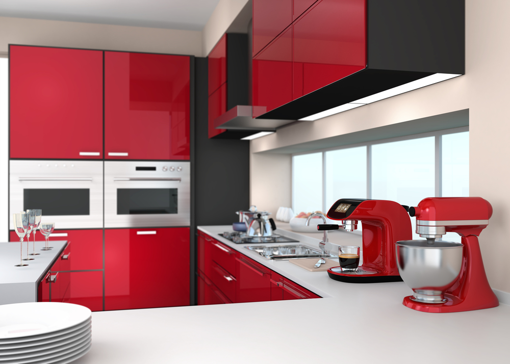 red and white kitchen aesthetic