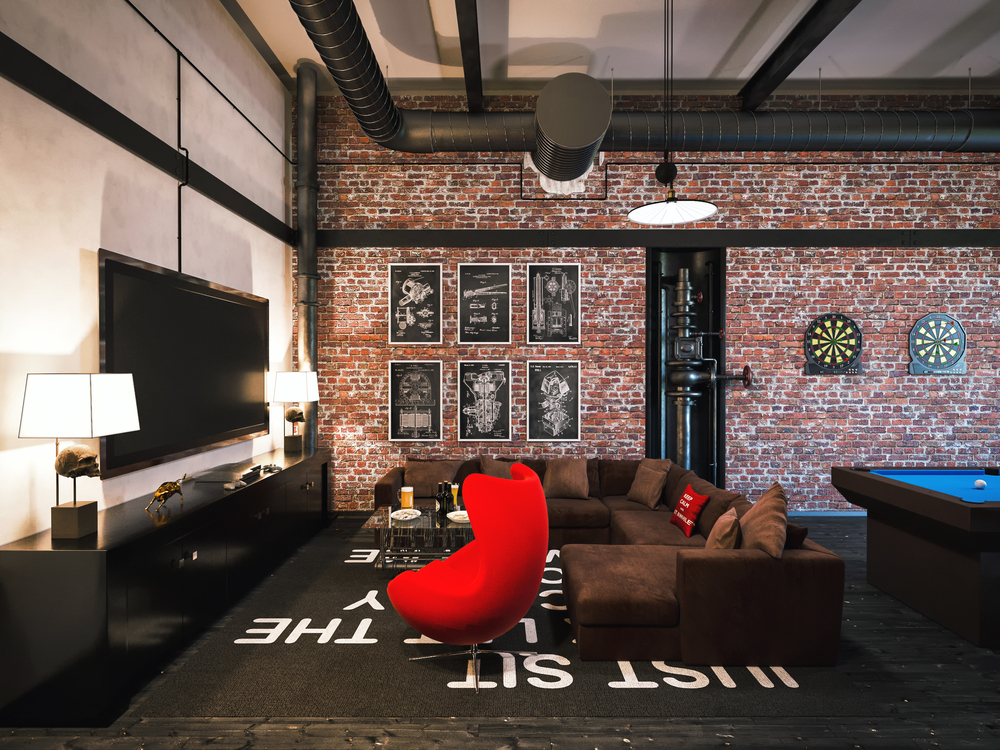Game room in bachelor pad