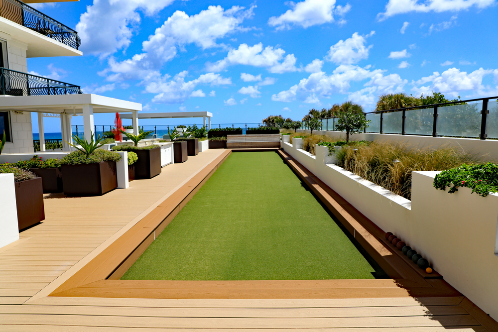 Synthetic grass on terrace