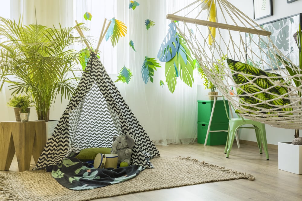 swinging hammock for tropical interiors