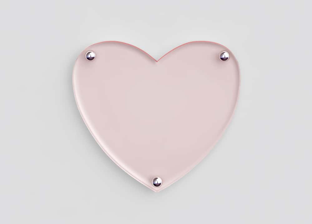 cute heart-shaped pink glass name plate