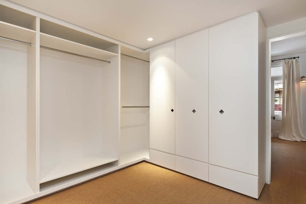 l-shaped white cupboard design