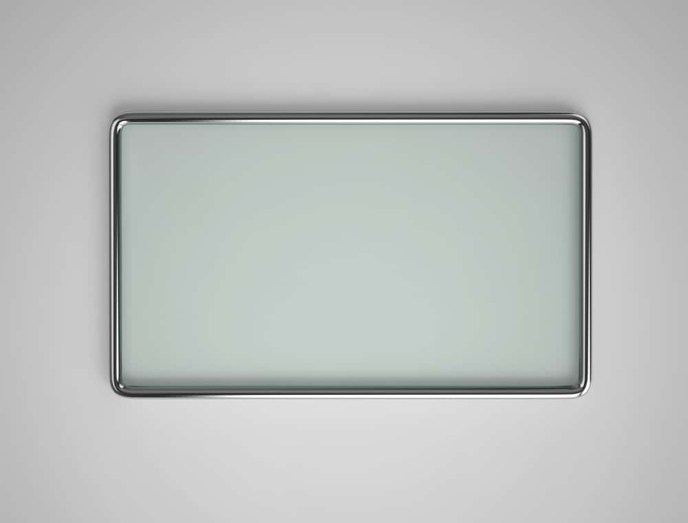 minimal glass name plate with metallic border