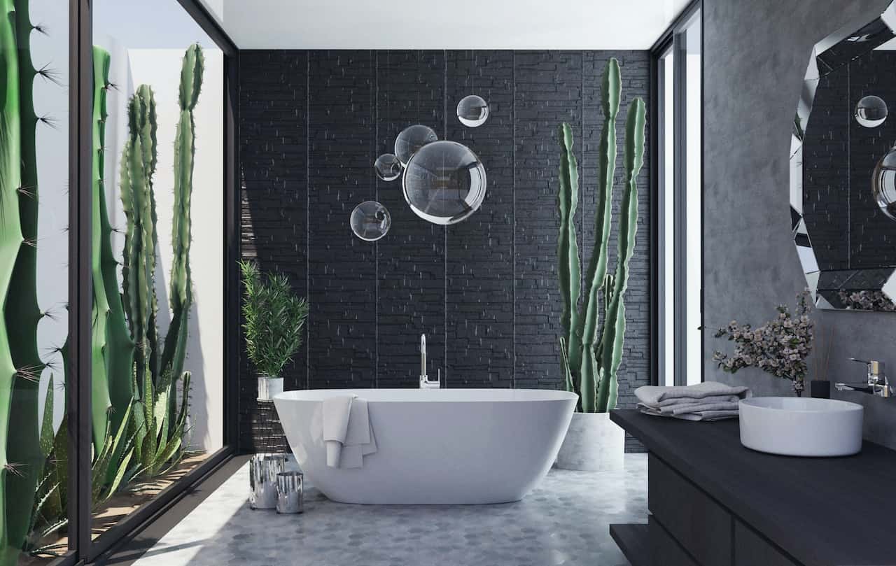 modern bathroom design with a bathtub