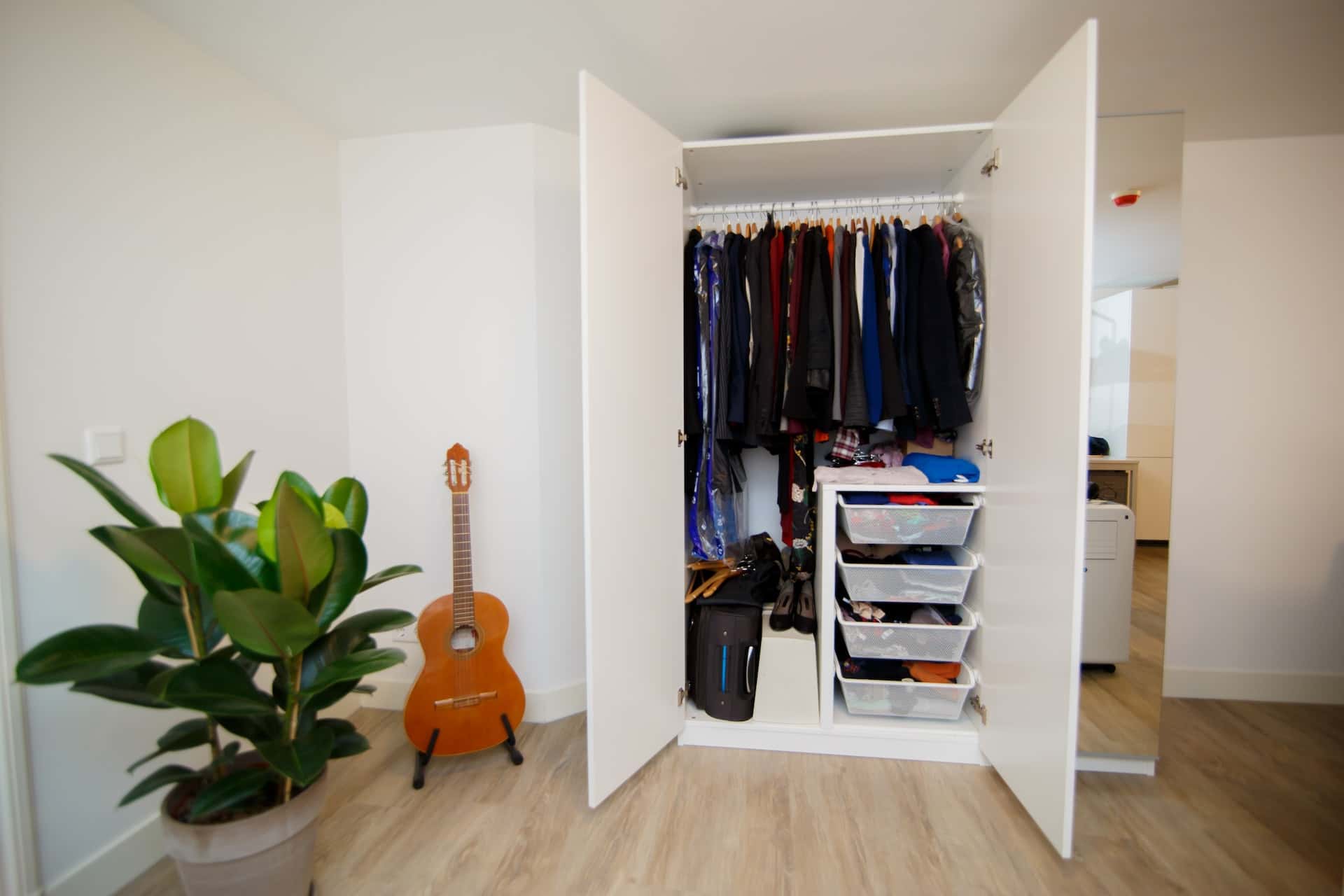 quirky and sleek white wardrobe