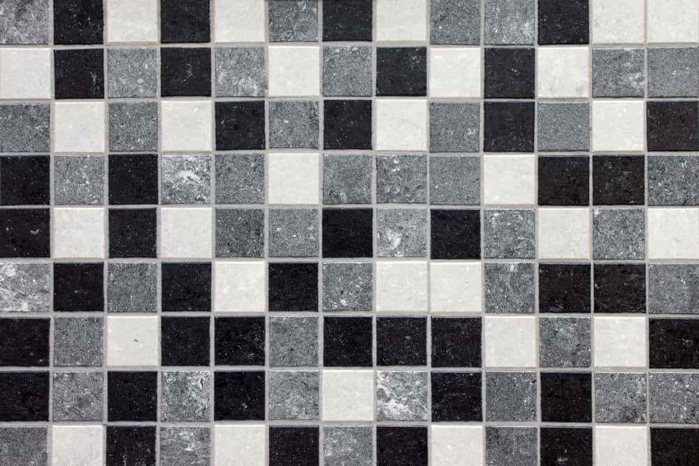 black mosaic tiles