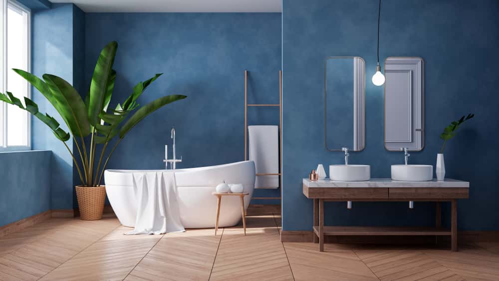 blue bathroom pop design 