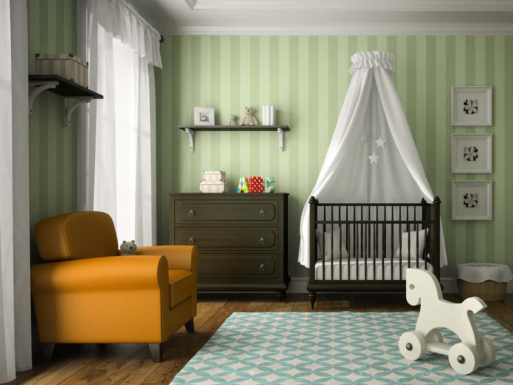 green striped wall paint