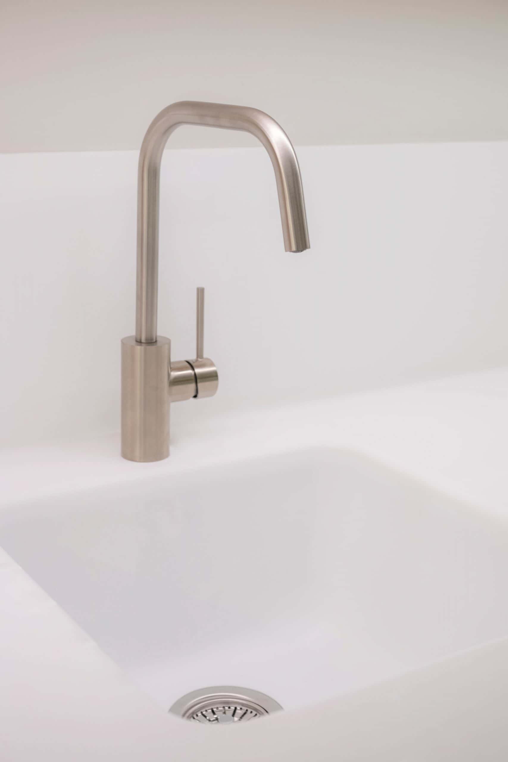 silver stainless steel tap