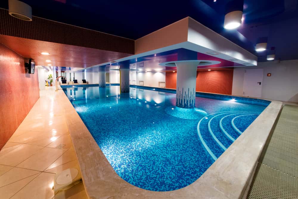well-lit indoor pool tile