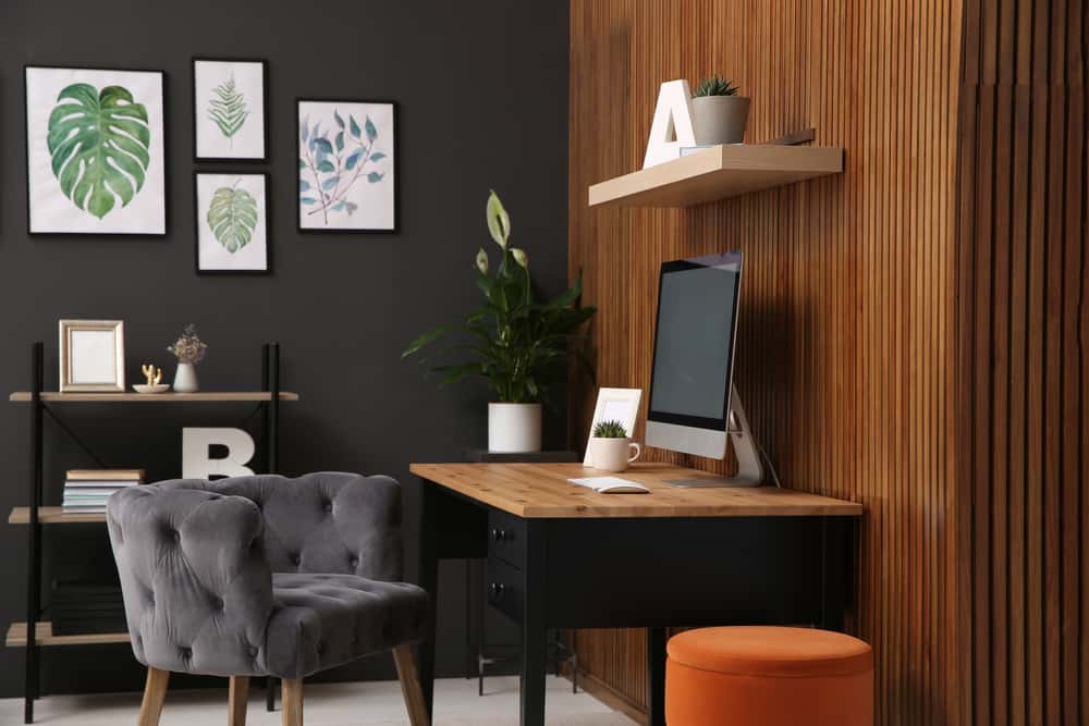 wooden theme home office design