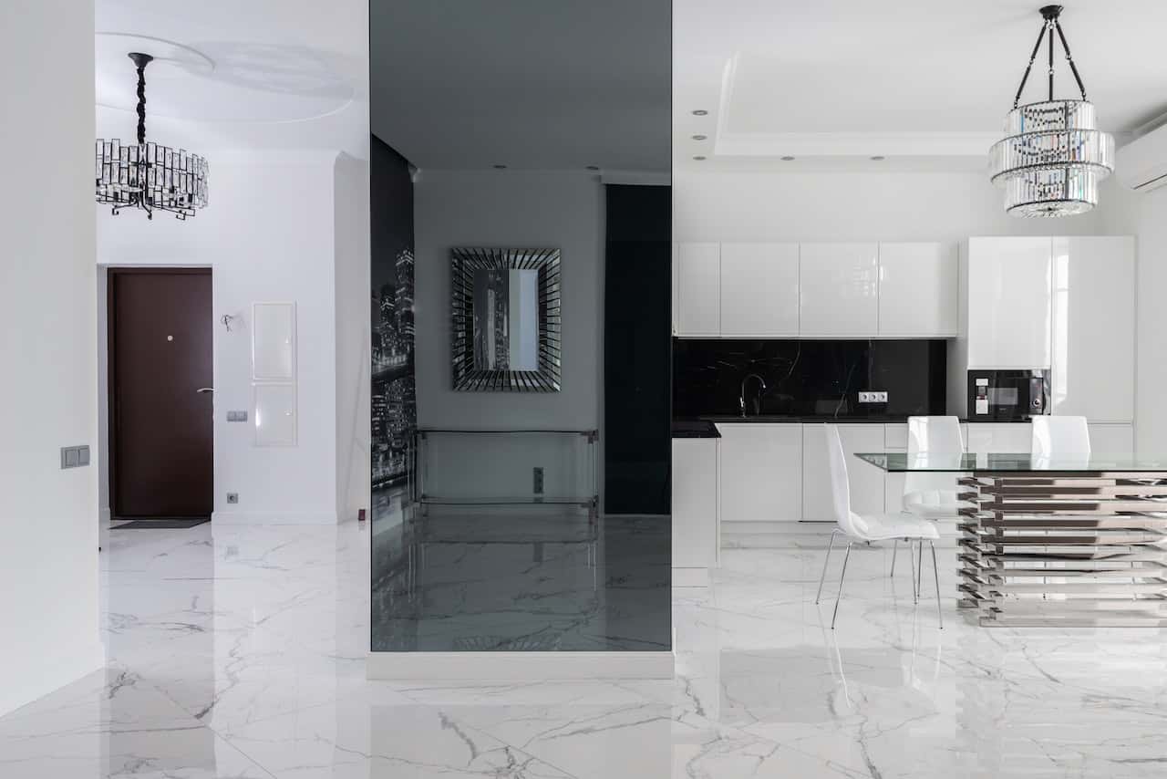 all-white modular kitchen