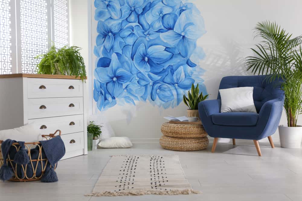 blue flower wall art