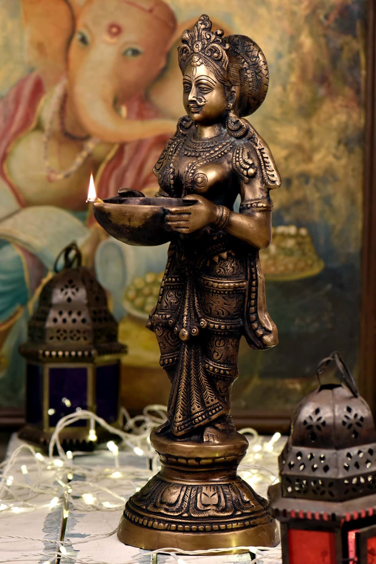brass lakshmi statue