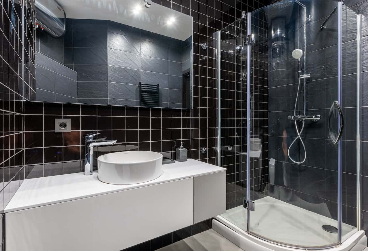 checkered black bathroom designs