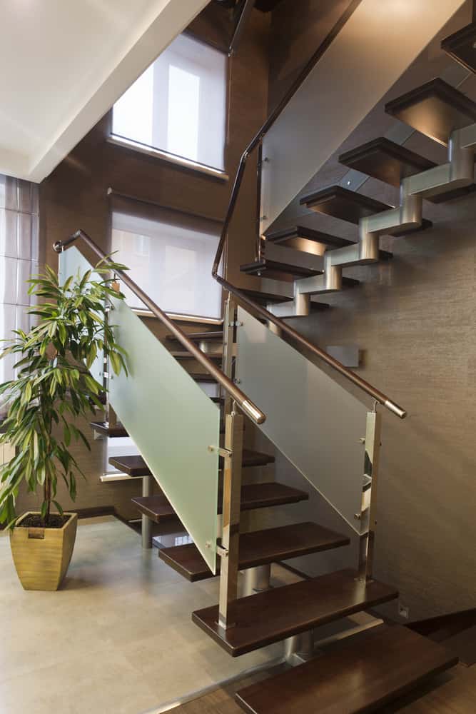 frosted etched glass staircase