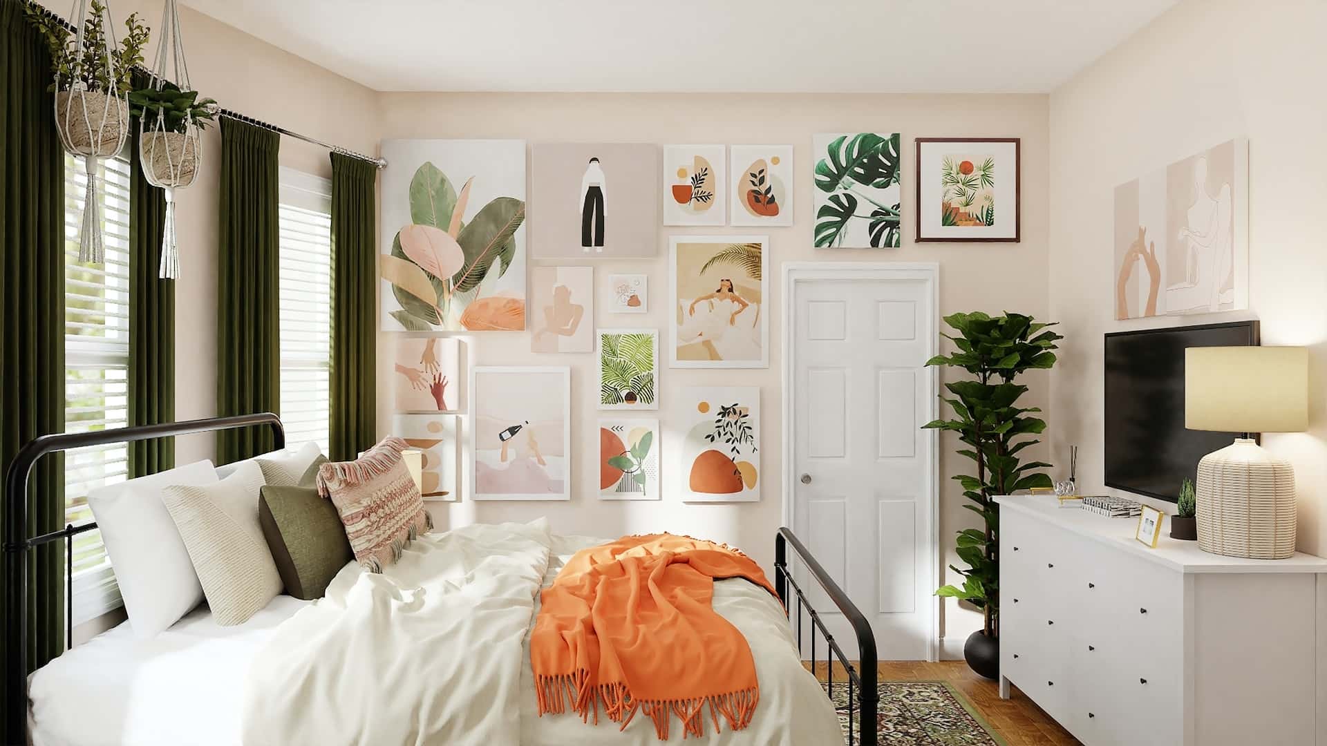 master bedroom gallery wall design