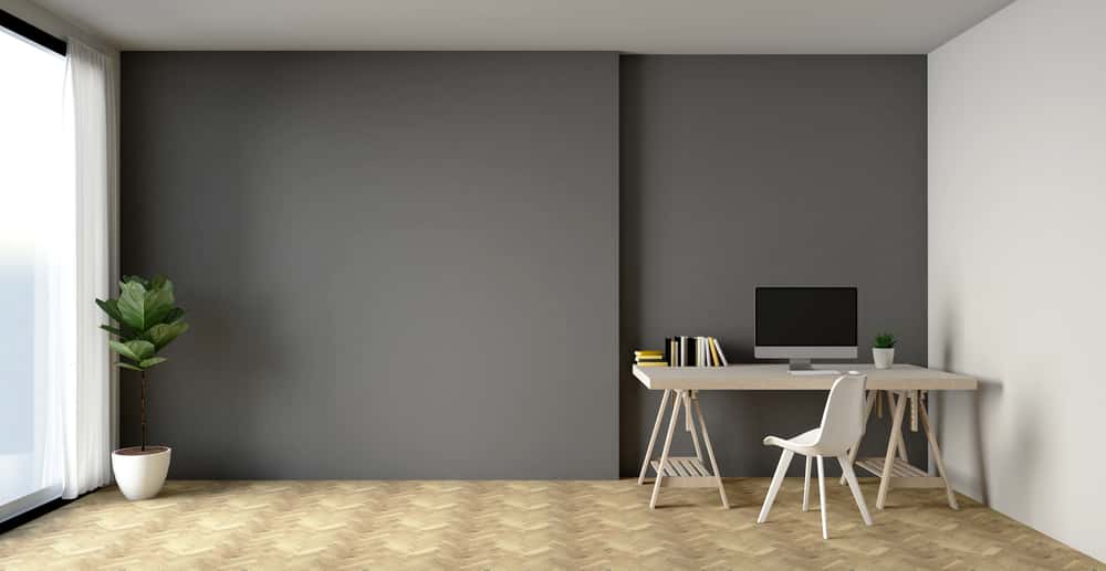 office room with a sliding wall panel