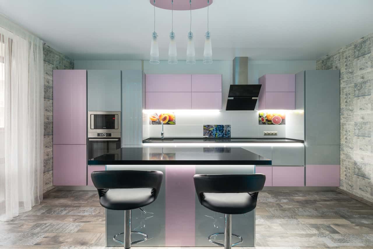 pink colour kitchen design