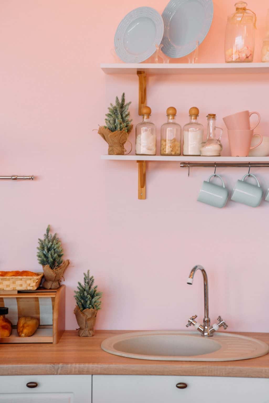 pink modular kitchen design