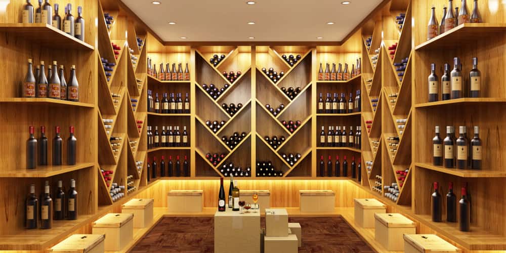 rustic-style wooden wine cellar
