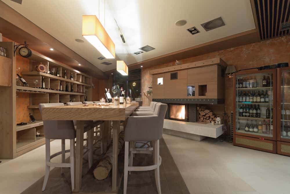seating area inside a wine room