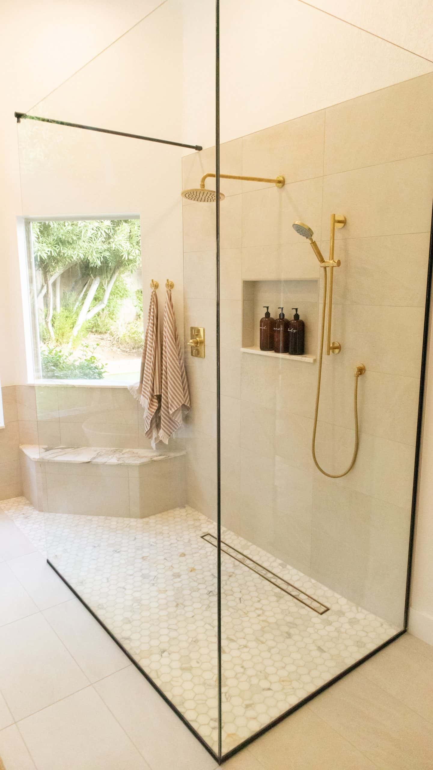 shower with glass partition