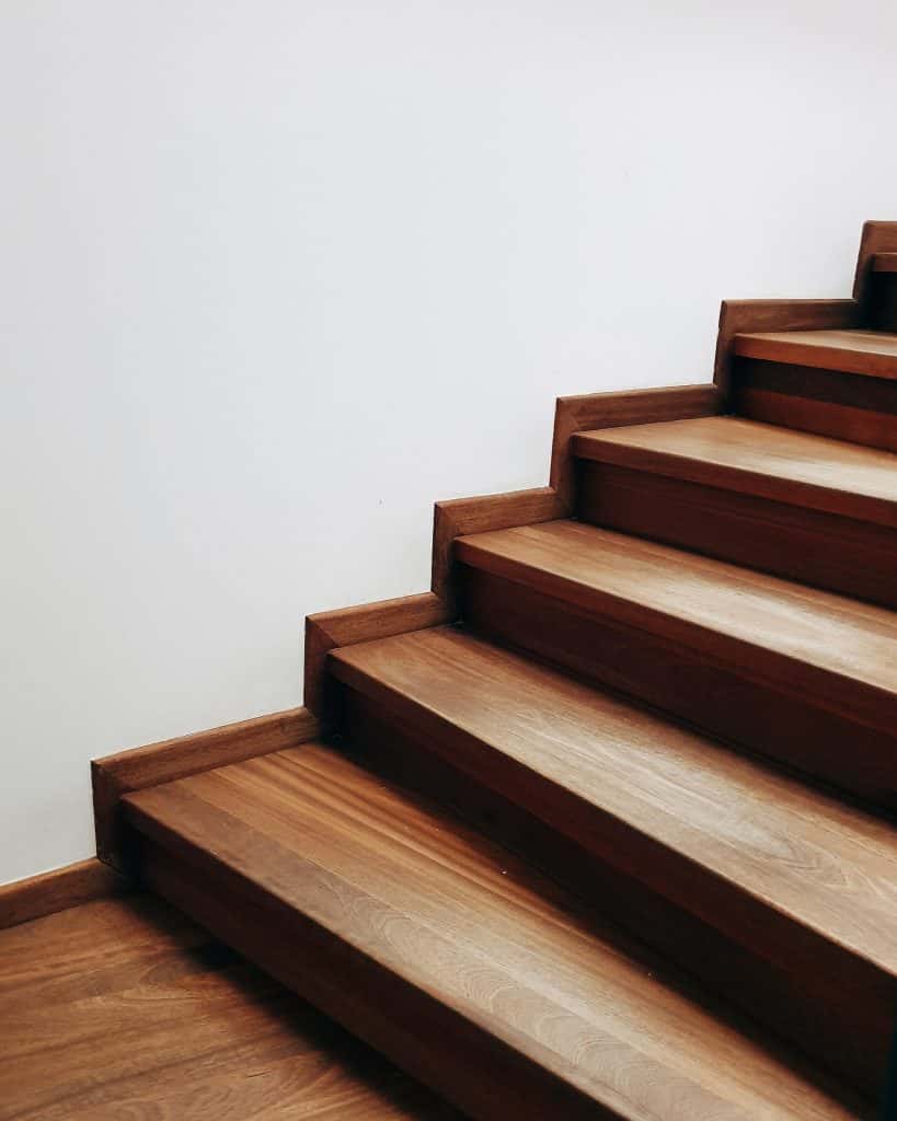 sleek wood finish staircase