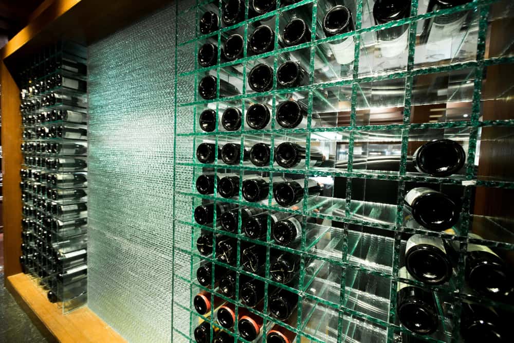 wine cellar with glass panes