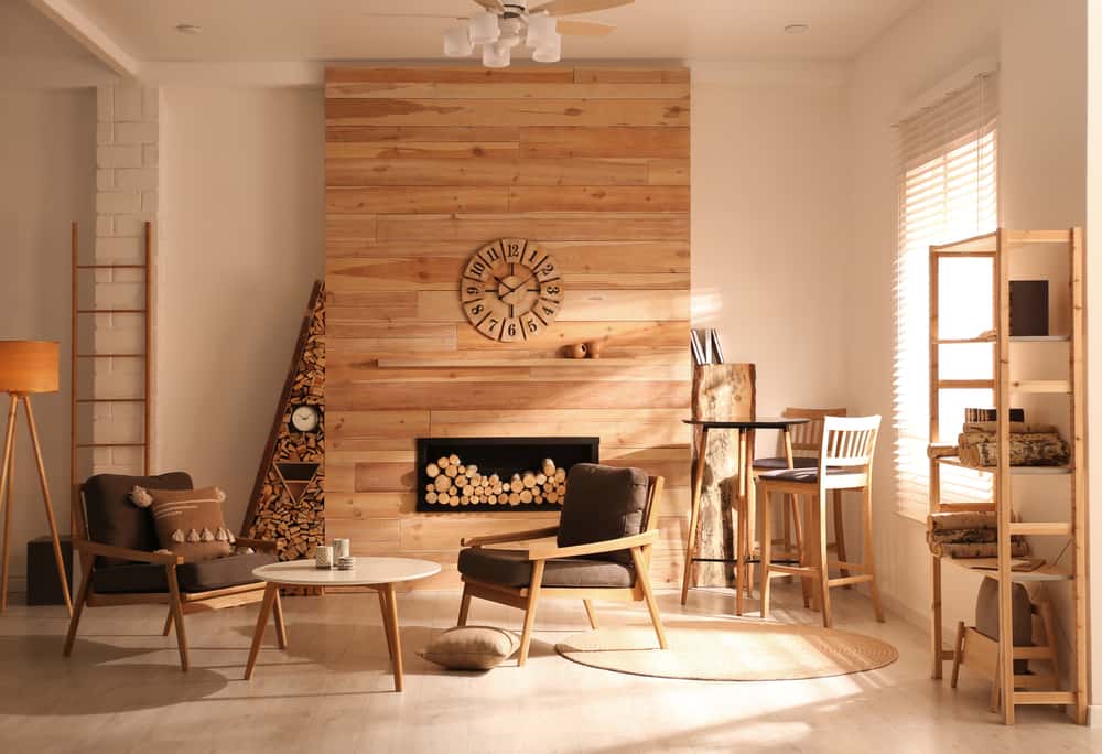 wood-paneled store room design