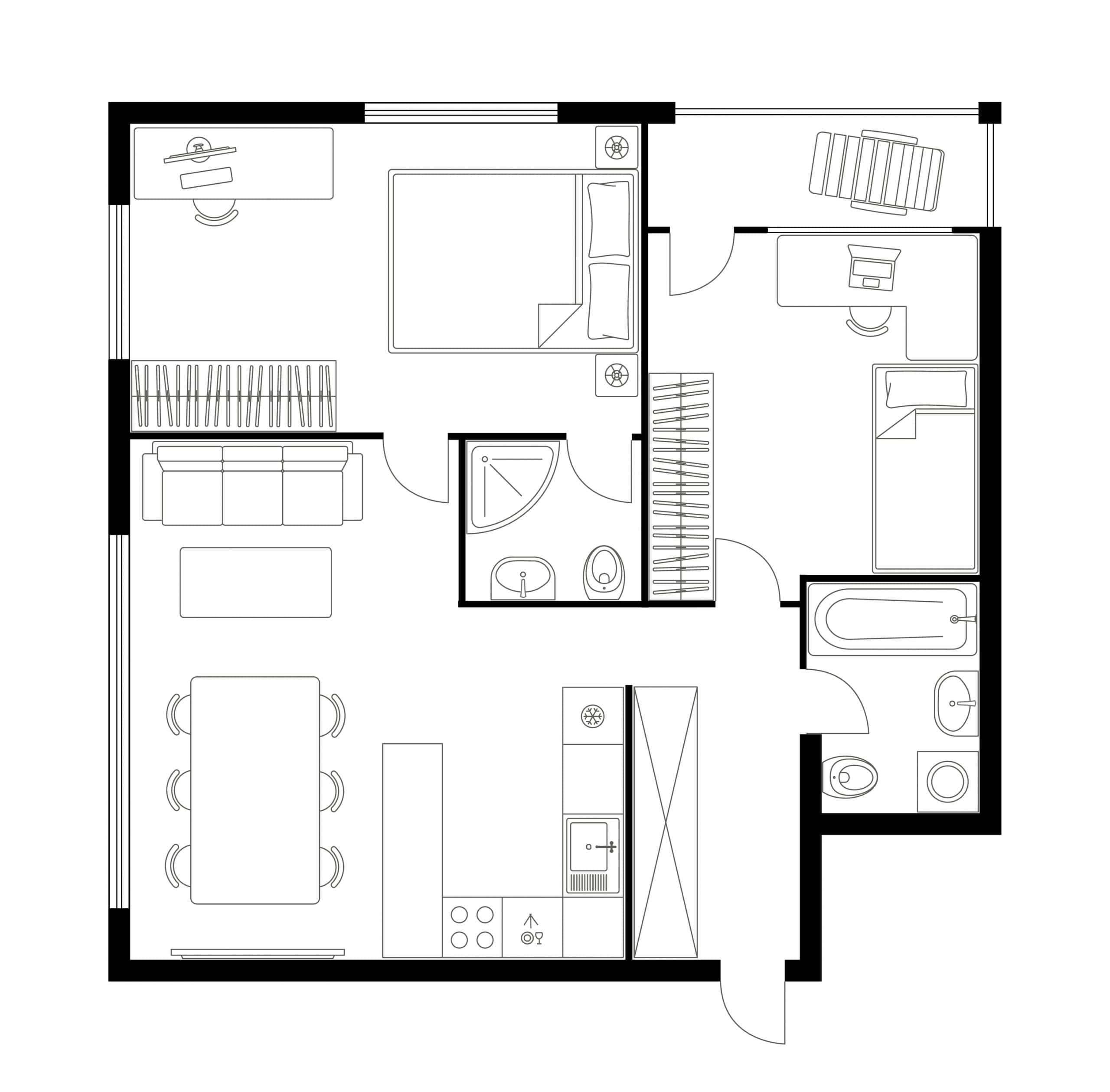 2bhk house plan with balcony