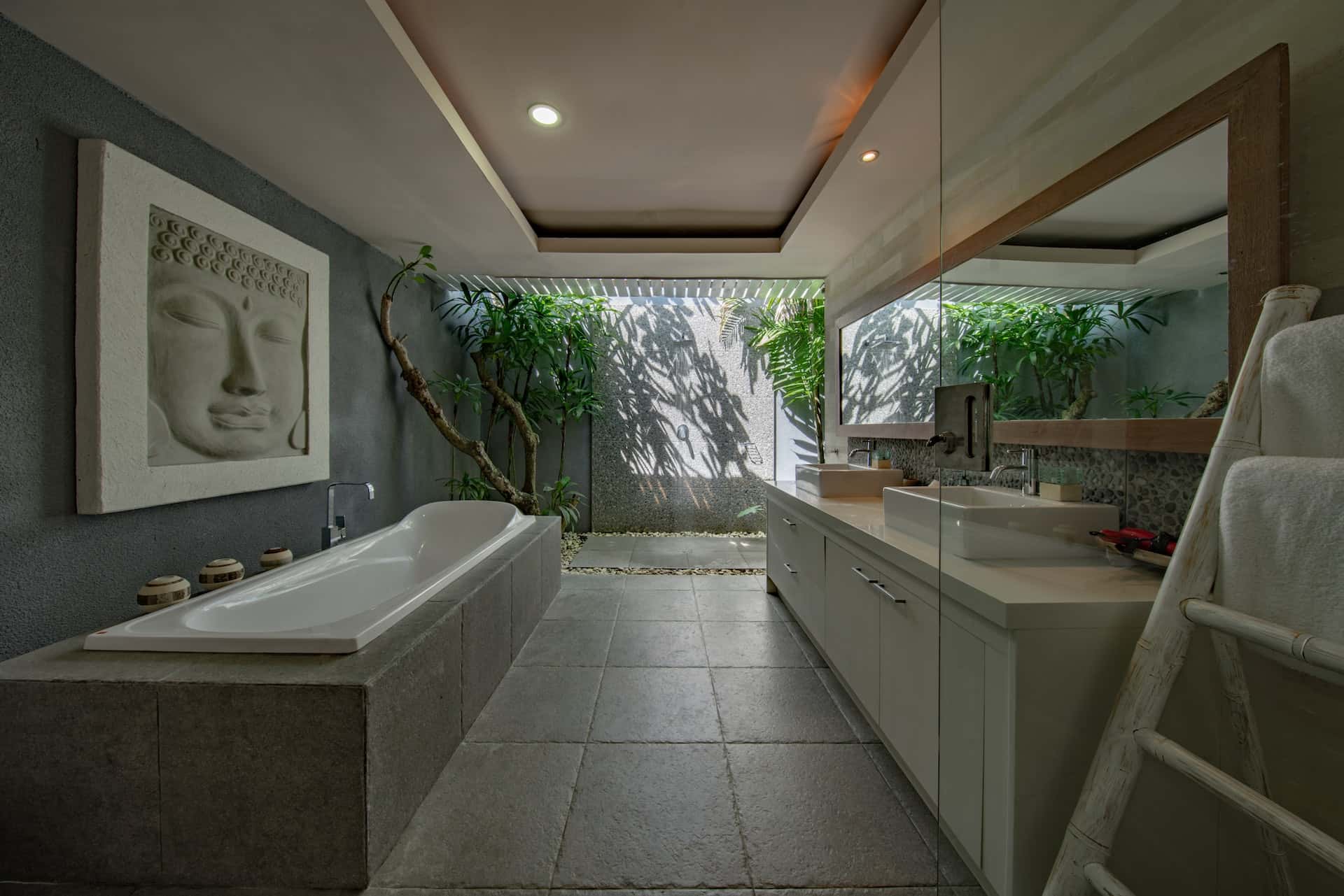 luxurious setting in the open bathroom