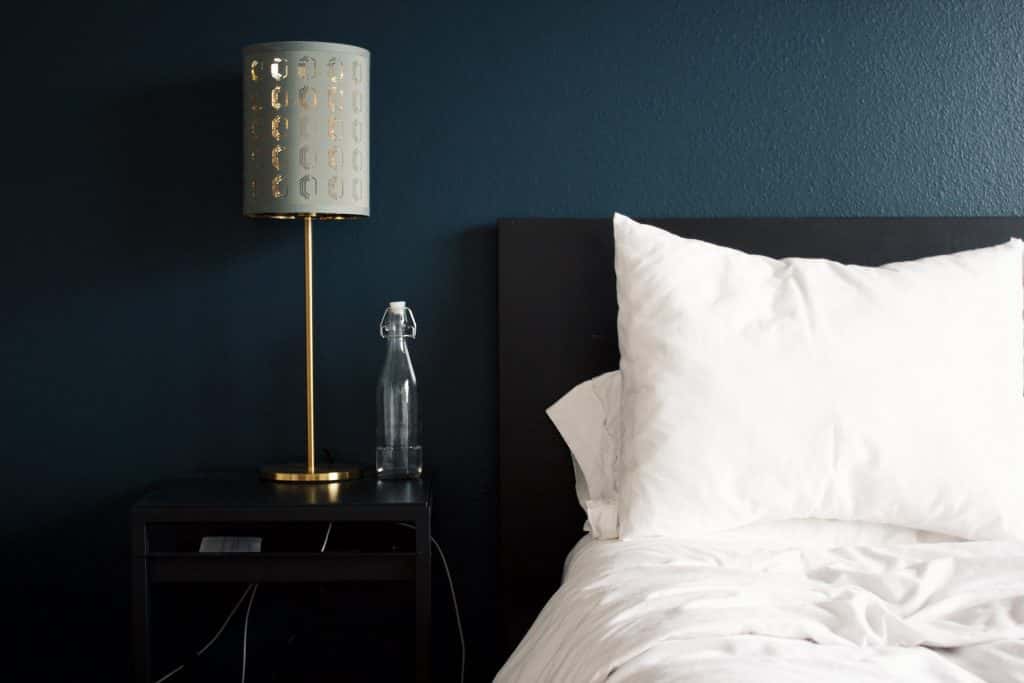 modern teal blue bedroom