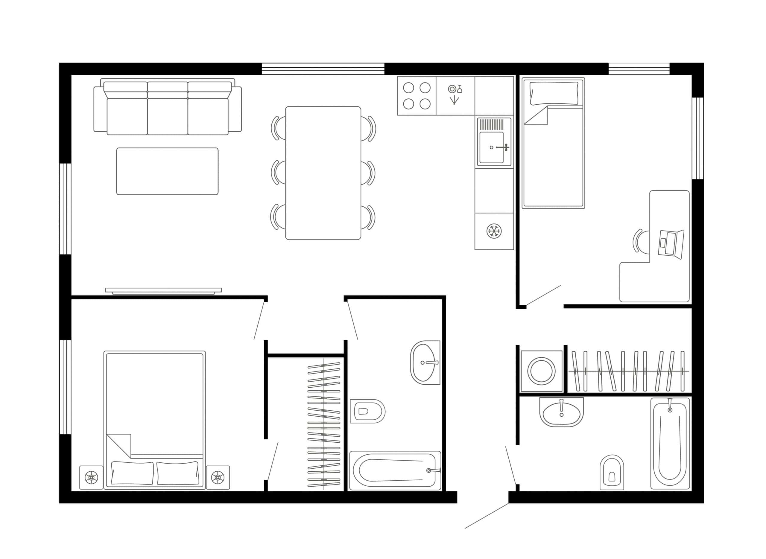 space-efficient 2bhk house plan