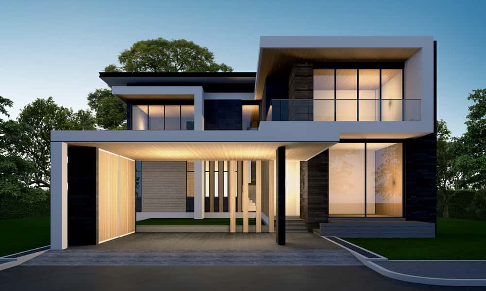 glass house front elevation design