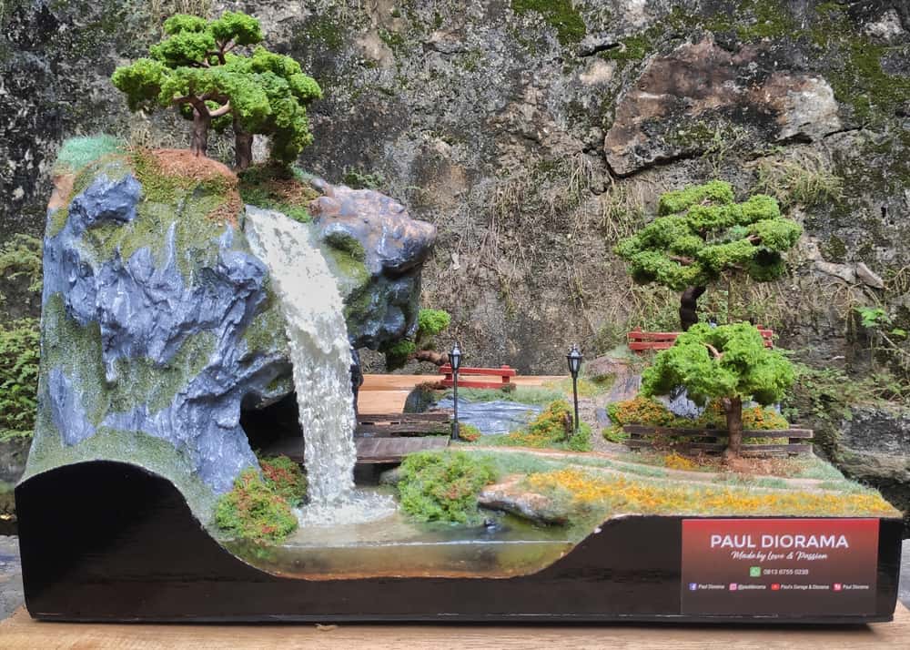 waterfall-based mini garden design