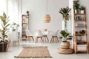 rug plants natural bright dining room