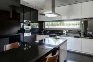 Modern Black White Kitchen Iisland Dining