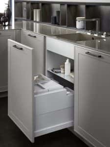 modern kitchen open pull out drawers