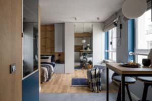 Modern Stylish Single Studio Apartment Bedroom