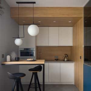 small stylish kitchen modern white furniture