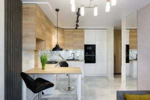 interior modern kitchen bar wooden inserts