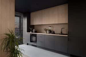 Modern Elegant Kitchen Black Wooden Cupboards