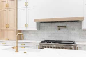 Kitchen Detail Shot Gold Faucet White