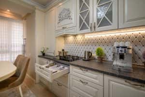 beige spacious kitchen classic aesthetic modern