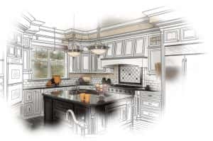 Beautiful Custom Kitchen Design Drawing Photo