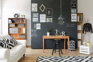 modern designed room black wall motivational
