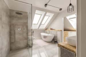modern bathroom interior minimalistic shower lighting